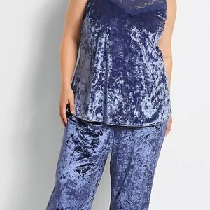 Lane Bryant Cacique Blue Velvet Pajama Set